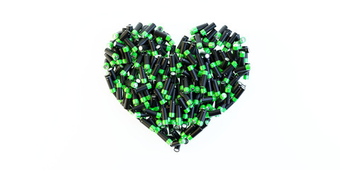 Alkaline battery, environment, energy and nature concepts. Original 3d rendering illustration.