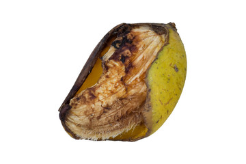 Mangoes were eaten isolated on white background. with clipping path