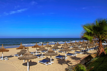 Panoramic view of Donana Beach, southern Spain, Andalusia