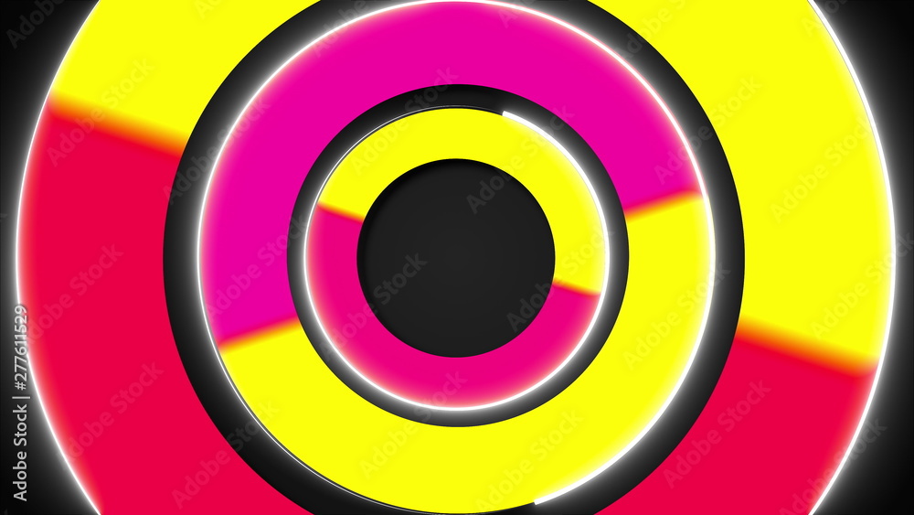 Poster 3d colorful circles, stroke shapes, 3d rendering computer generated background