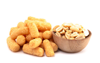Pile of Peanut Butter Puffs Isolated on a White Background
