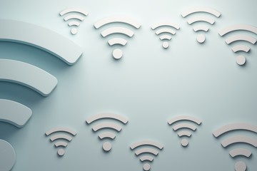 Wifi signals background. 3D Render Illustration