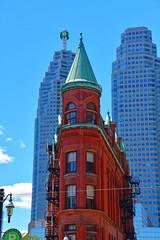 View of the Flatiron Building in downtown Toronto