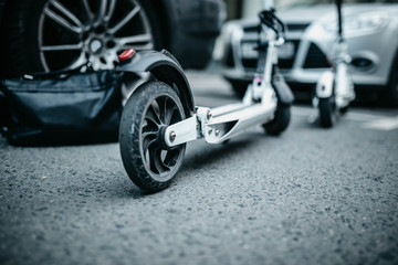 Electric scooter alternative to a car in the city. electric vehicle rental.