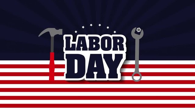 labor day card with USA flag and font