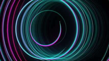 Abstract spiral rotating glow lines, computer generated background, 3D rendering background.