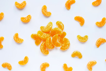 Mandarin segments, Fresh orange isolated on white background.