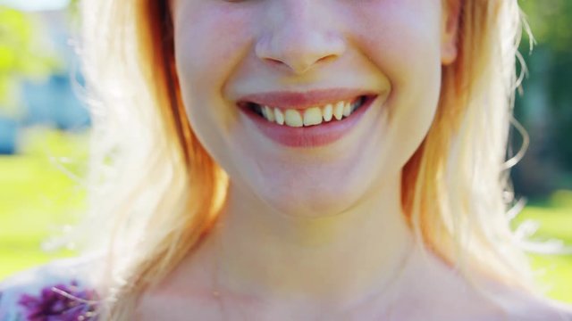 Blond lady. Emotion Smile Closeup shot