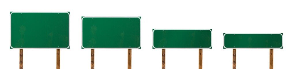 Set of Different Sized Blank Green Road Signs Isolated on a White Background © Andy Dean