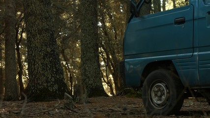 A vehicle inside the jungle in the Moroccan Atlas