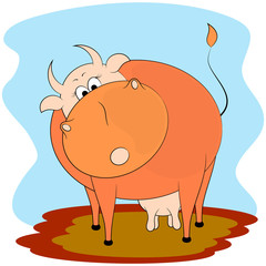 Cute cow cartoon vector illustration. comic cow vector illustration.