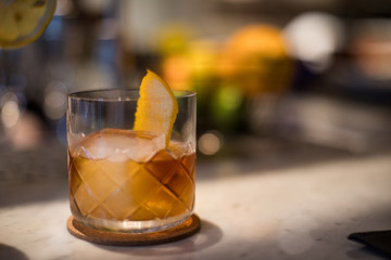 A sweet alcoholic beverage is served at an upscale restaurant