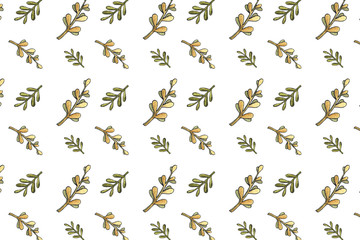 Fototapeta premium Hand drawn watercolor autumn floral mushroom leaf seamless pattern on white background. Fall, leaf fall, Thanksgiving day, forest, harvest, harvesting.