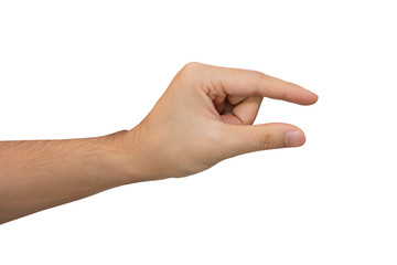 Man hand holding isolated on white background with clipping path.