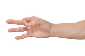 Man hand holding isolated on white background with clipping path.