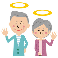 ポップなシニアの夫婦　優しく微笑む　故人