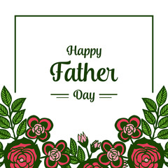 Vector illustration banner happy father day with crowd of green leafy flower frames