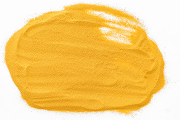 Blog or presentation background with yellow sand texture on white top view