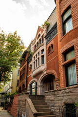 Historic brownsone building facade in Clinton Hill, Brooklyn, New York