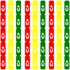 seamless multi colors square with white recycle arrows isolate on white background