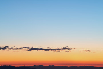 Orange sky and mountains