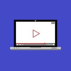 Modern video player design template for web and mobile apps flat style. Vector illustration