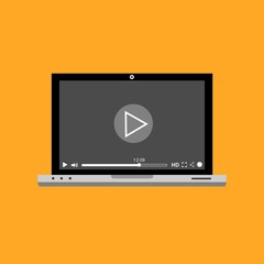 Modern video player design template for web and mobile apps flat style. Vector illustration