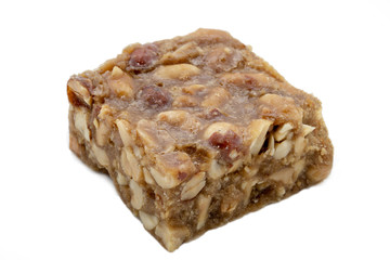Typical peanut candy from Brazil, called boy foot, with white background in high resolution. Brazilian sweet, state of Minas Gerais. Sweet known in Brazilian Portuguese as Pé de Moleque.