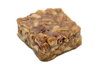 Typical peanut candy from Brazil, called boy foot, with white background in high resolution. Brazilian sweet, state of Minas Gerais. Sweet known in Brazilian Portuguese as Pé de Moleque.