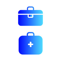 Simple set of vector solid icons of food and aid medical box. Usable for modern concepts, web, apps and flyer.