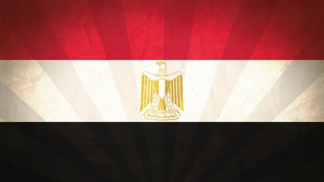 Flag Of Egypt. Paper Texture, With Seamlessly Spinning Printed Like Sunrays. High-Quality, Detailed Animation. 4K, 60fps