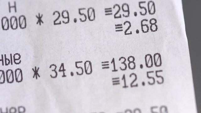 Supermarket receipt from the cash register macro. Grocery shopping