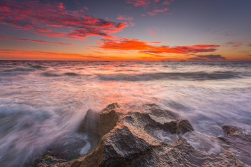 Sunset over Rocks at Burns Beach, Perth, Western Australia