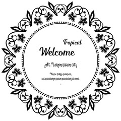 Various shape of card, writing welcome tropical with design flower. Vector