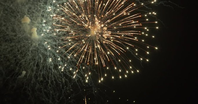 Night footage of a fireworks show 4th of July