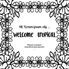 Isolated on a white background, writing welcome tropical, for greeting card, posters, banner. Vector