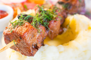 baked succulent meat with a side dish