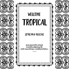 Card of welcome tropical, spring and summer concept, isolated backdrop on a white. Vector