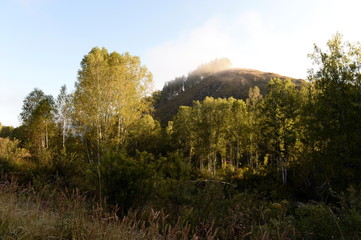 Early morning in the mountains of Altai Krai. Western Siberia