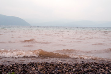 Fototapeta na wymiar Coast of the Irkutsk reservoir