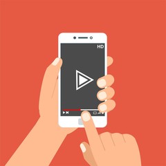 Hand holding phone icon. Vector illustration. There is a 