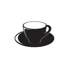 coffee or tea cup for cafe or restaurant black and white illustrations logo symbol silhouette