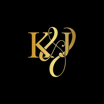 K & J KJ logo initial vector mark. Initial letter K & J KJ luxury art vector mark logo, gold color on black background.