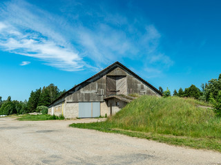 shed storage. farm complex, summer