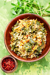 Stewed bulgur with portulak