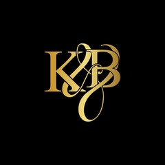  K & B KB logo initial vector mark. Initial letter K & B KB luxury art vector mark logo, gold color on black background. © ZafieraStudio