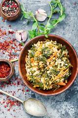 Stewed bulgur with portulak