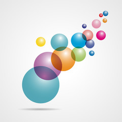 Flowing multicolored spheres. Vector illustration. Abstract background with 3d geometric shapes. Modern cover design. Ads banner or brochure template.