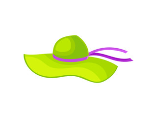 Green hat for women. Vector illustration on white background.