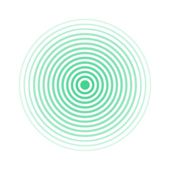 Green rings sound wave and line in a circle. Sound wave wallpaper. Radio station signal. Circle spin vector background. 